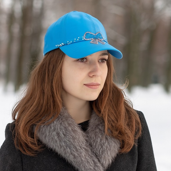 Genuine Leather  Blue Hip Hop Shiny Bling Casual Streetwear Hat Baseball Cap - Picture 2 of 10